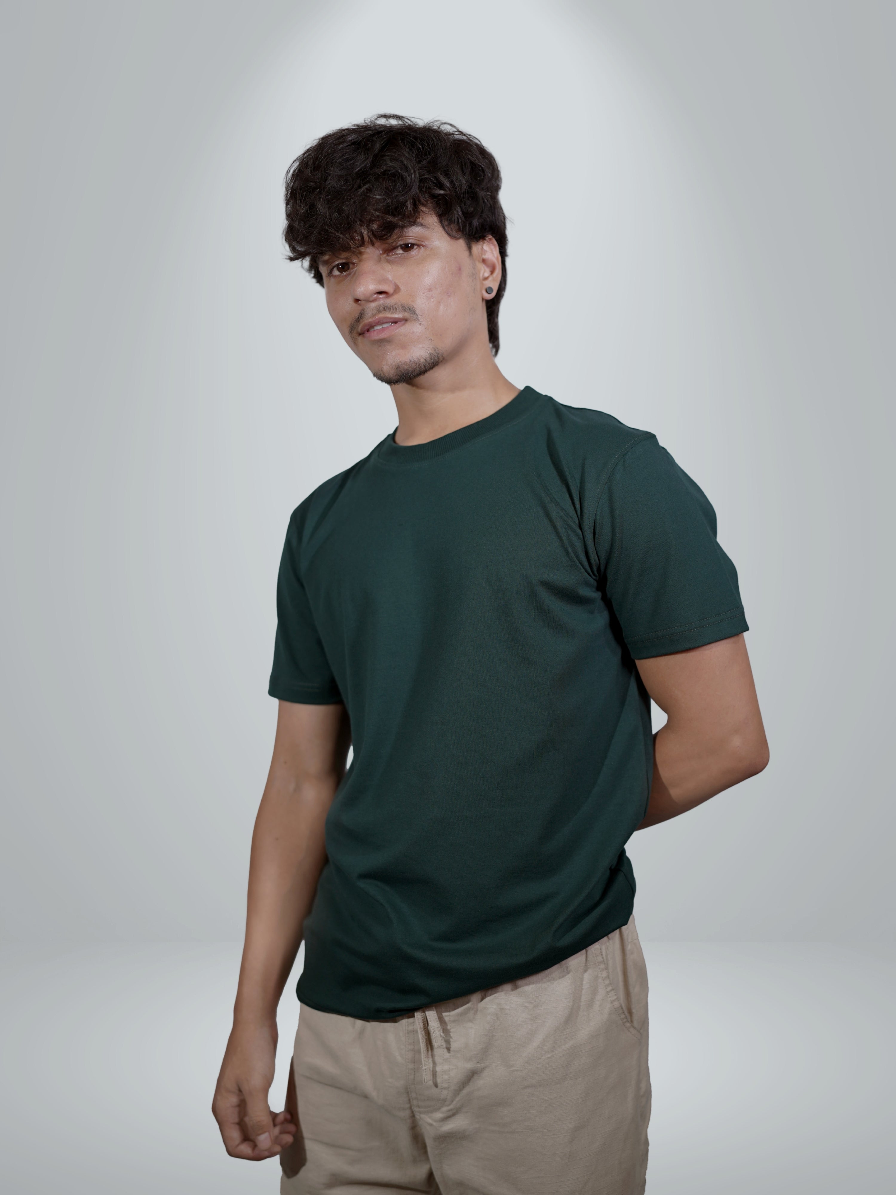 Basic Bottle Green Regular Fit Tee