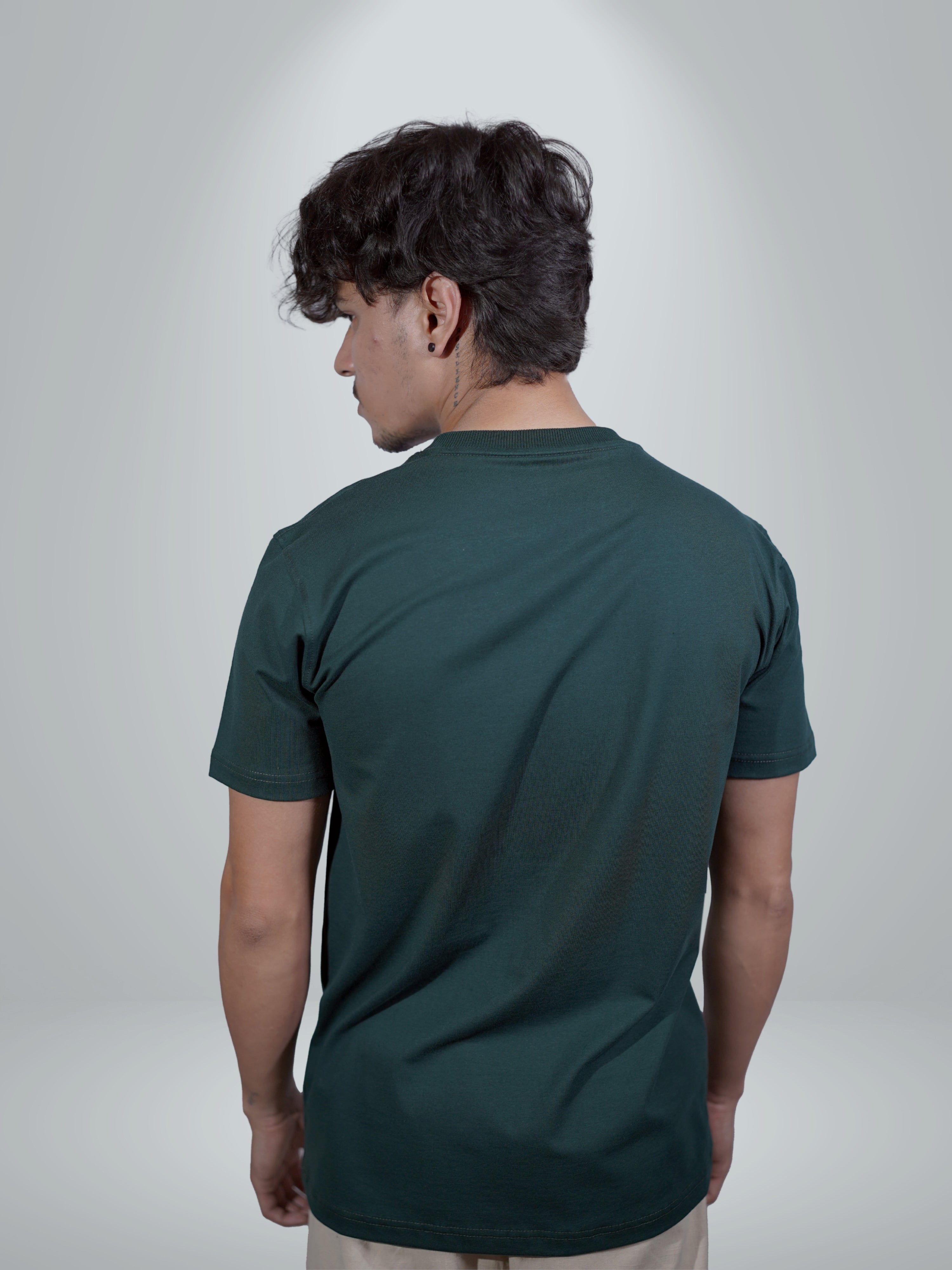 Basic Bottle Green Regular Fit Tee