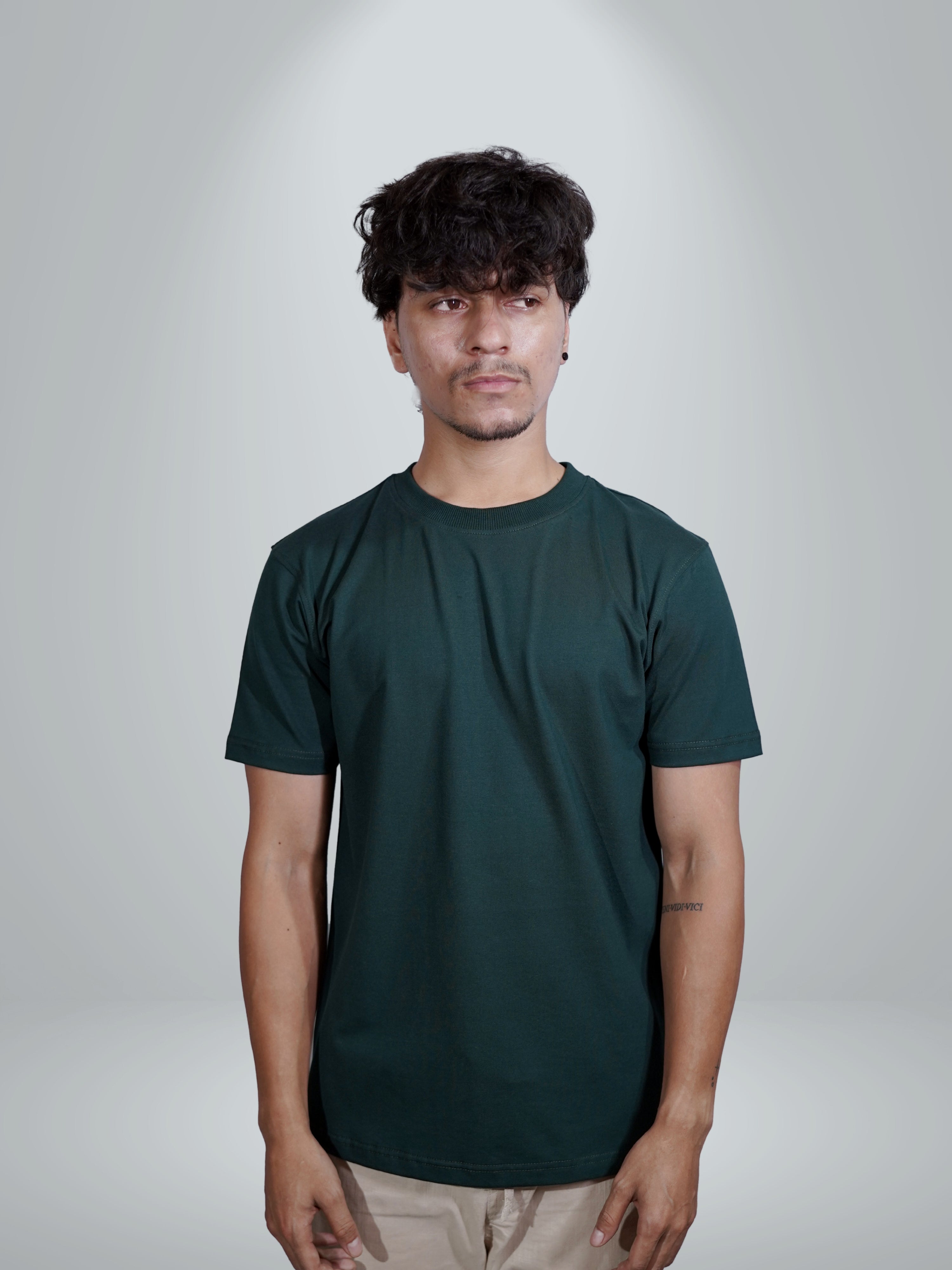 Basic Bottle Green Regular Fit Tee