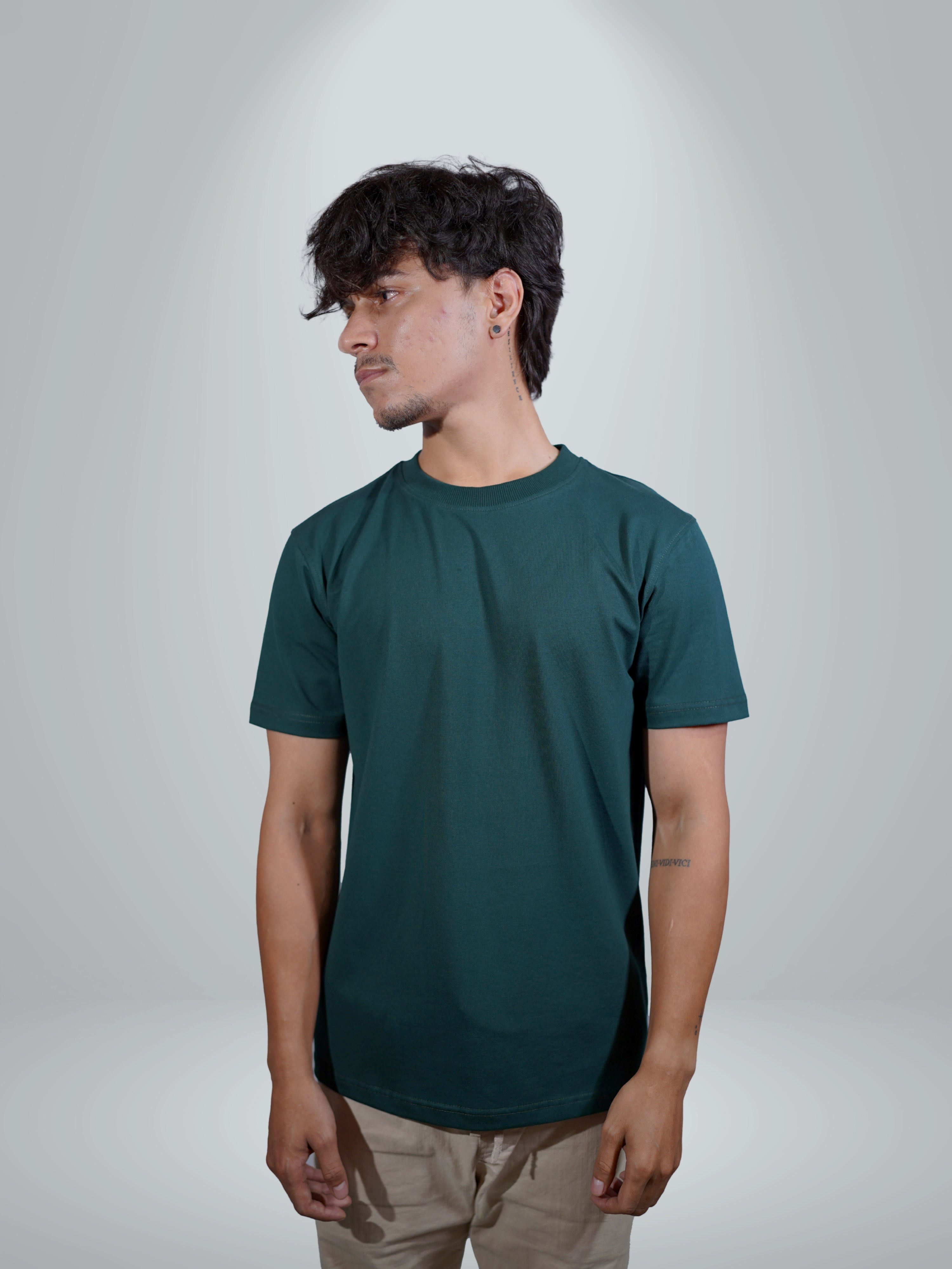 Basic Bottle Green Regular Fit Tee