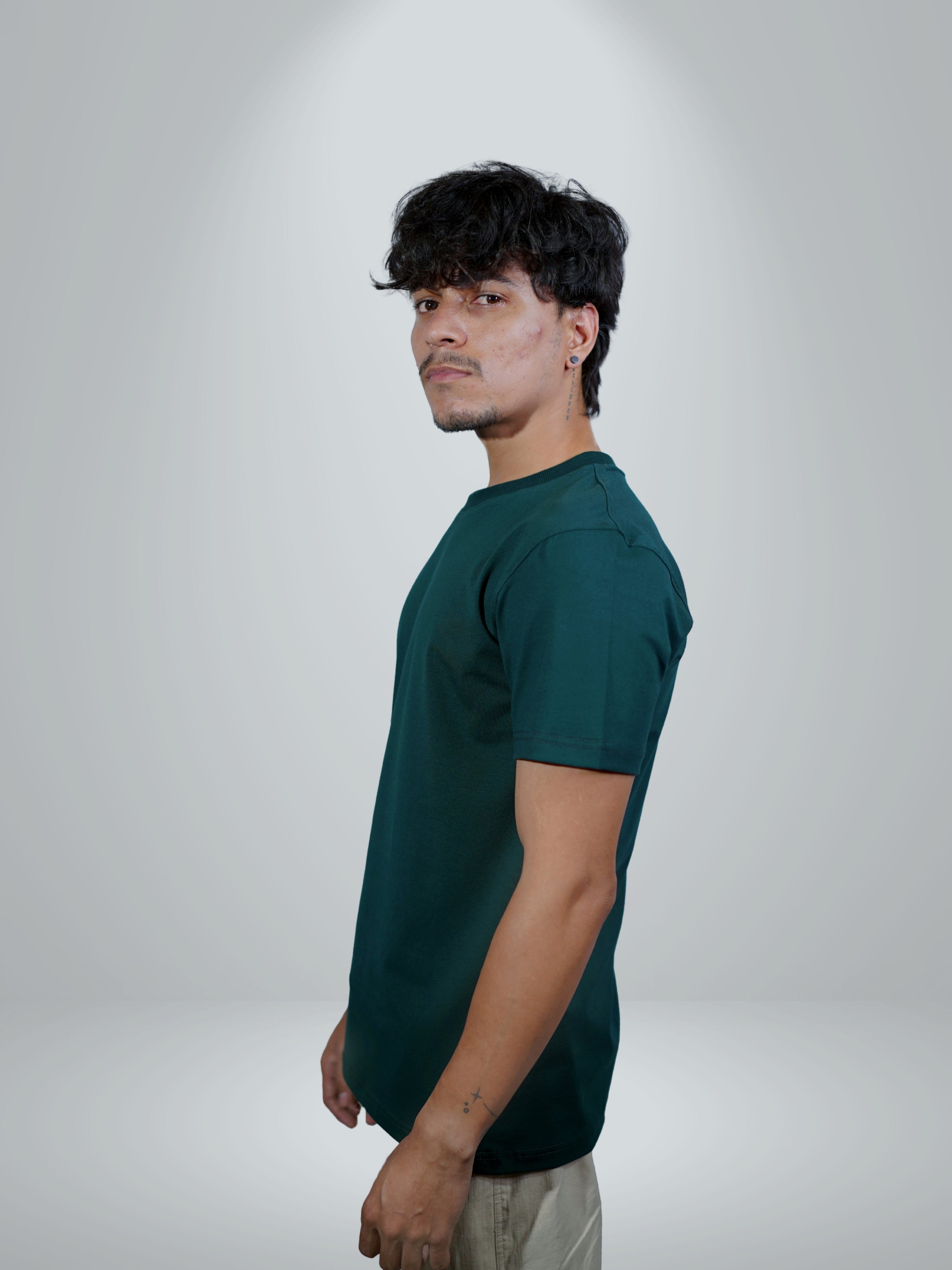 Basic Bottle Green Regular Fit Tee