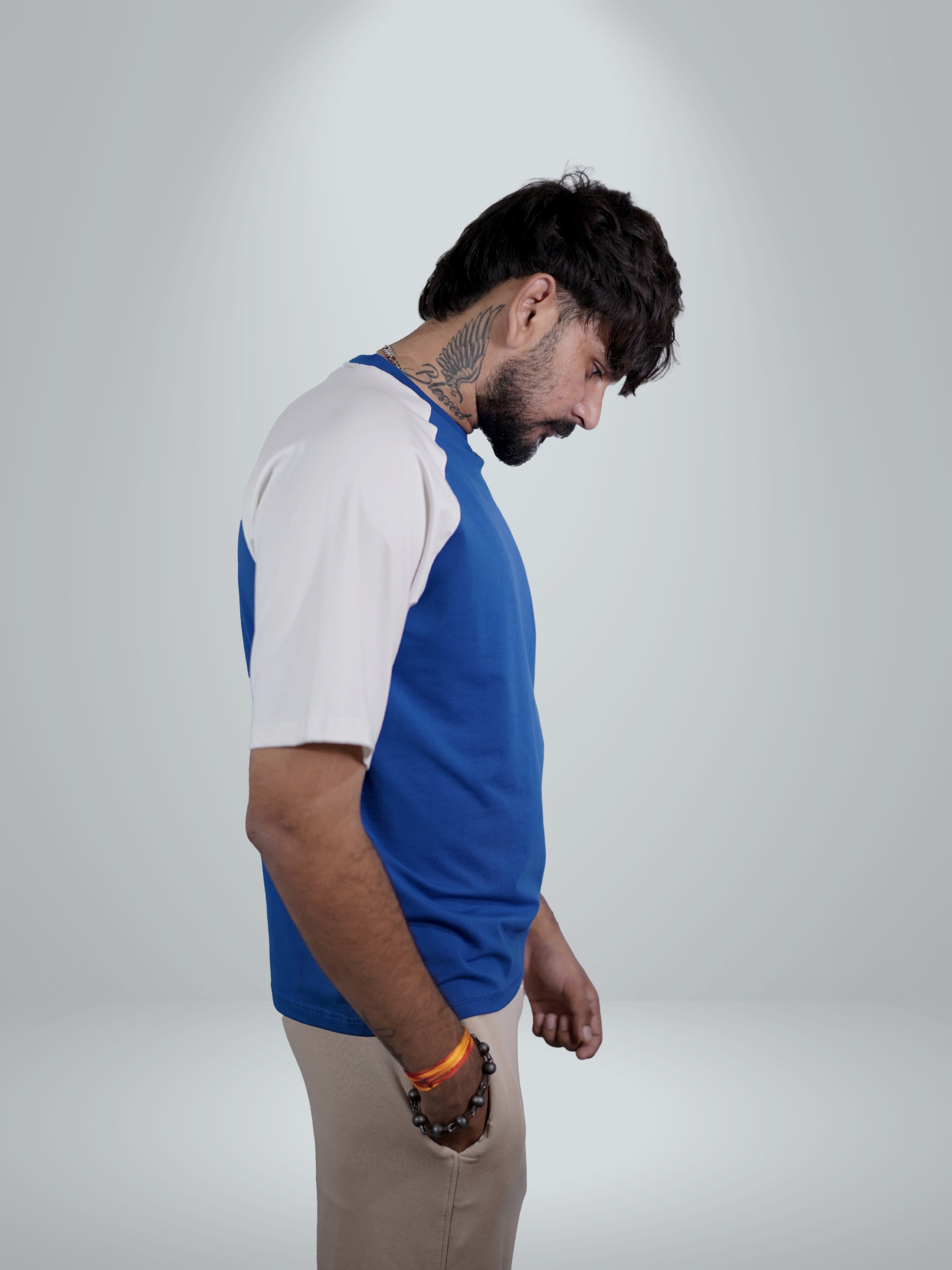 Arthloom Printed Cobalt Blue Raglan Tee