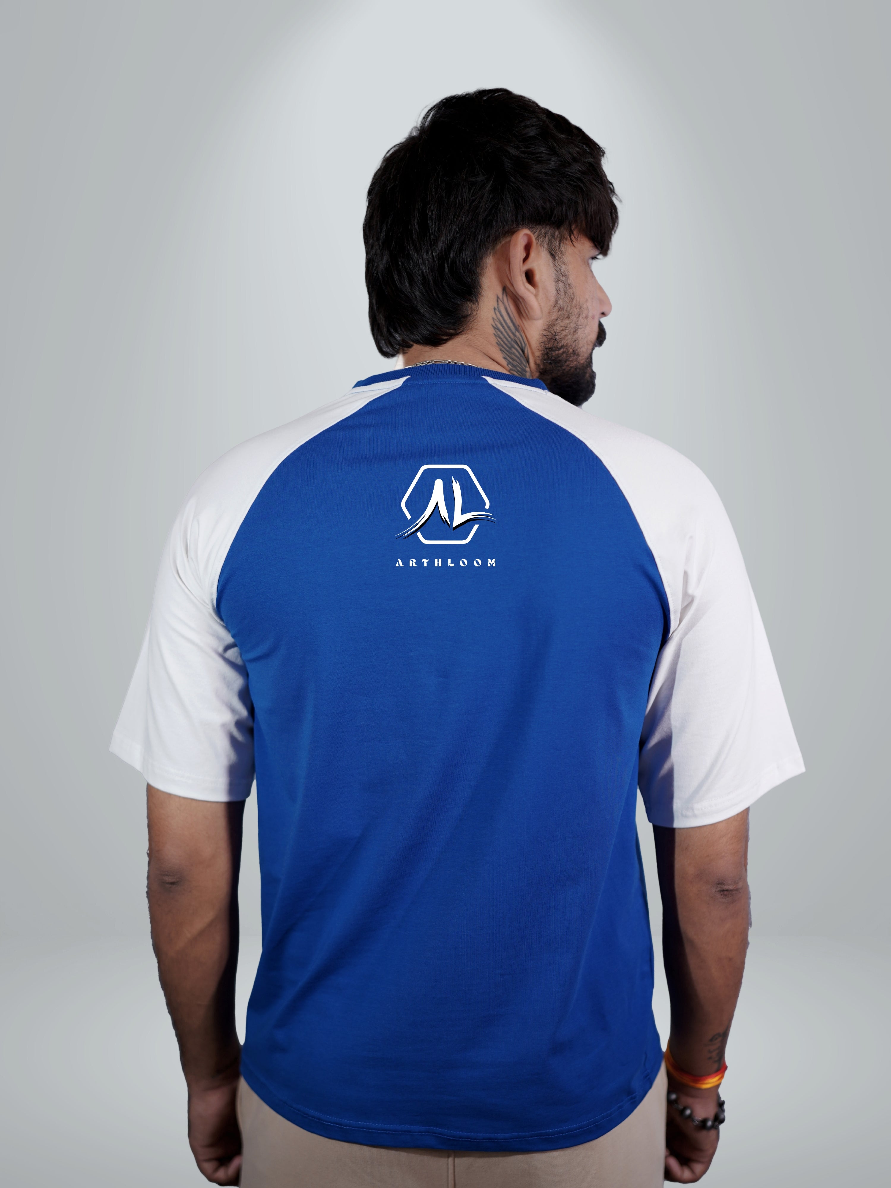Arthloom Printed Cobalt Blue Raglan Tee