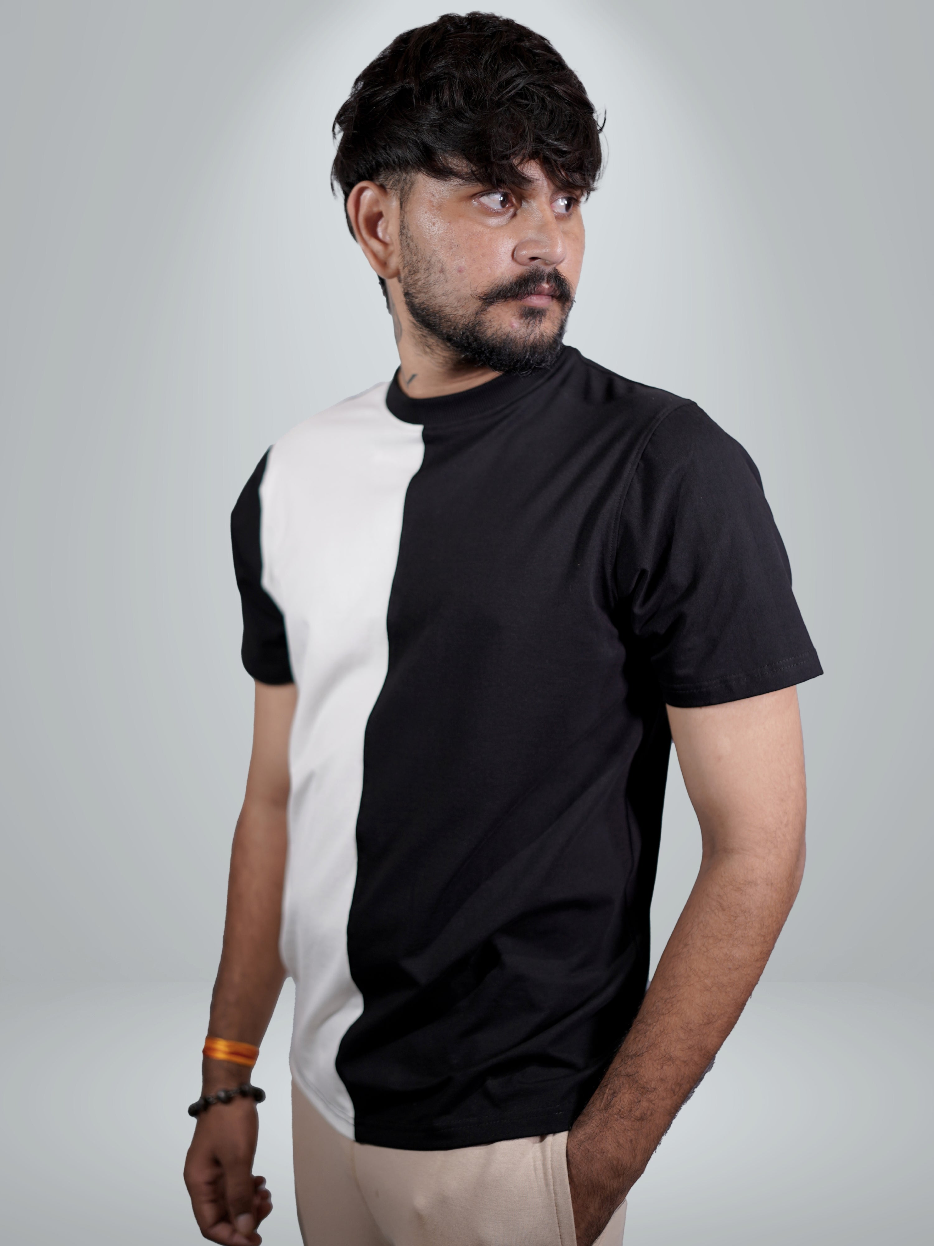 Split Black White Dual tee