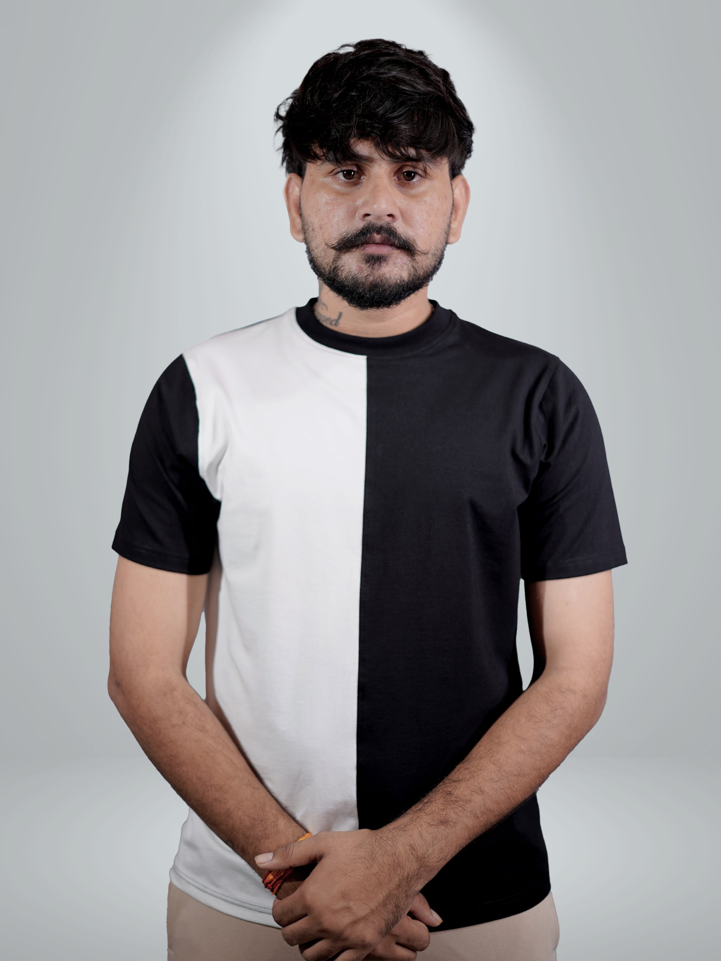Split Black White Dual tee