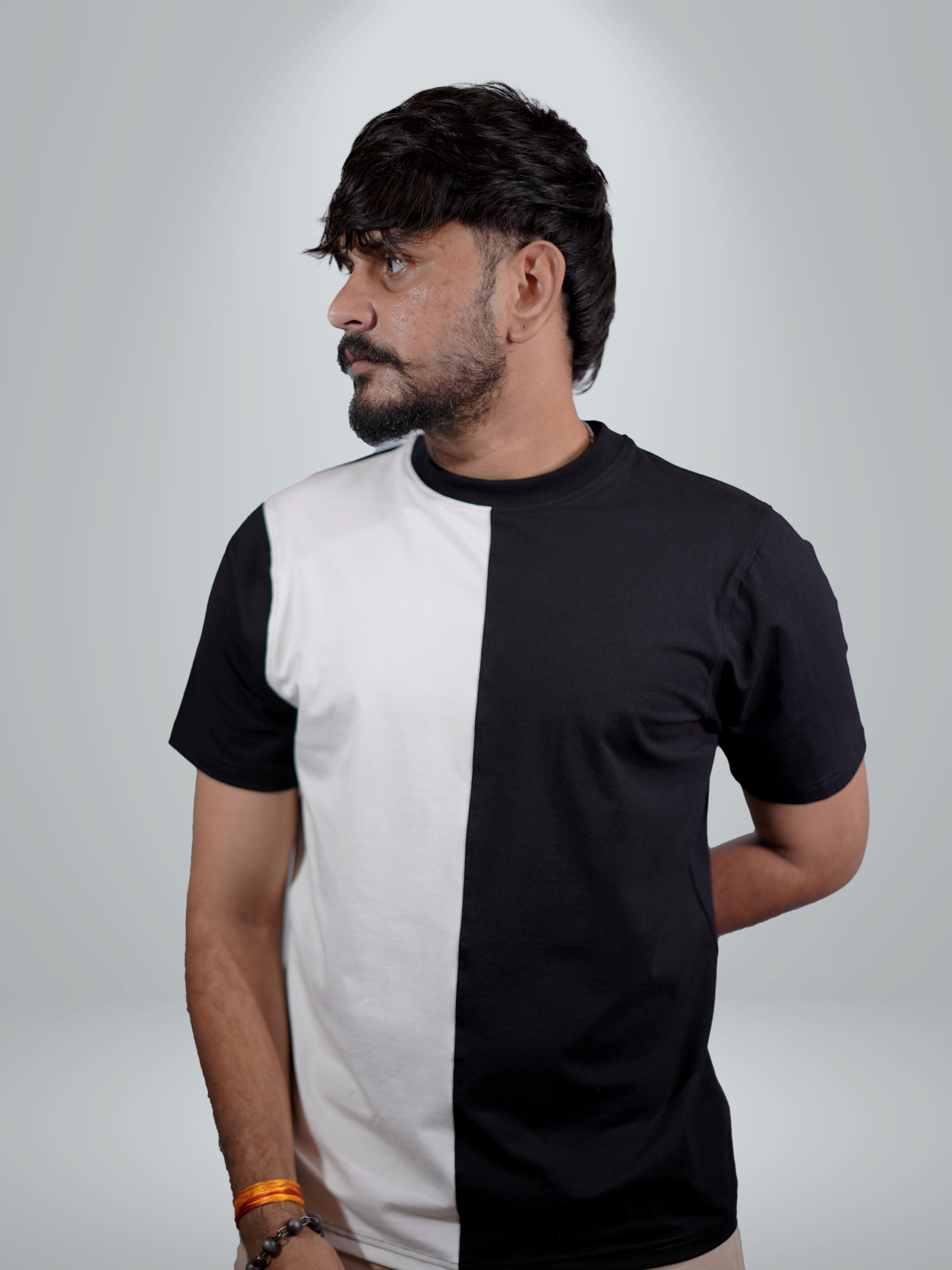 Split Black White Dual tee