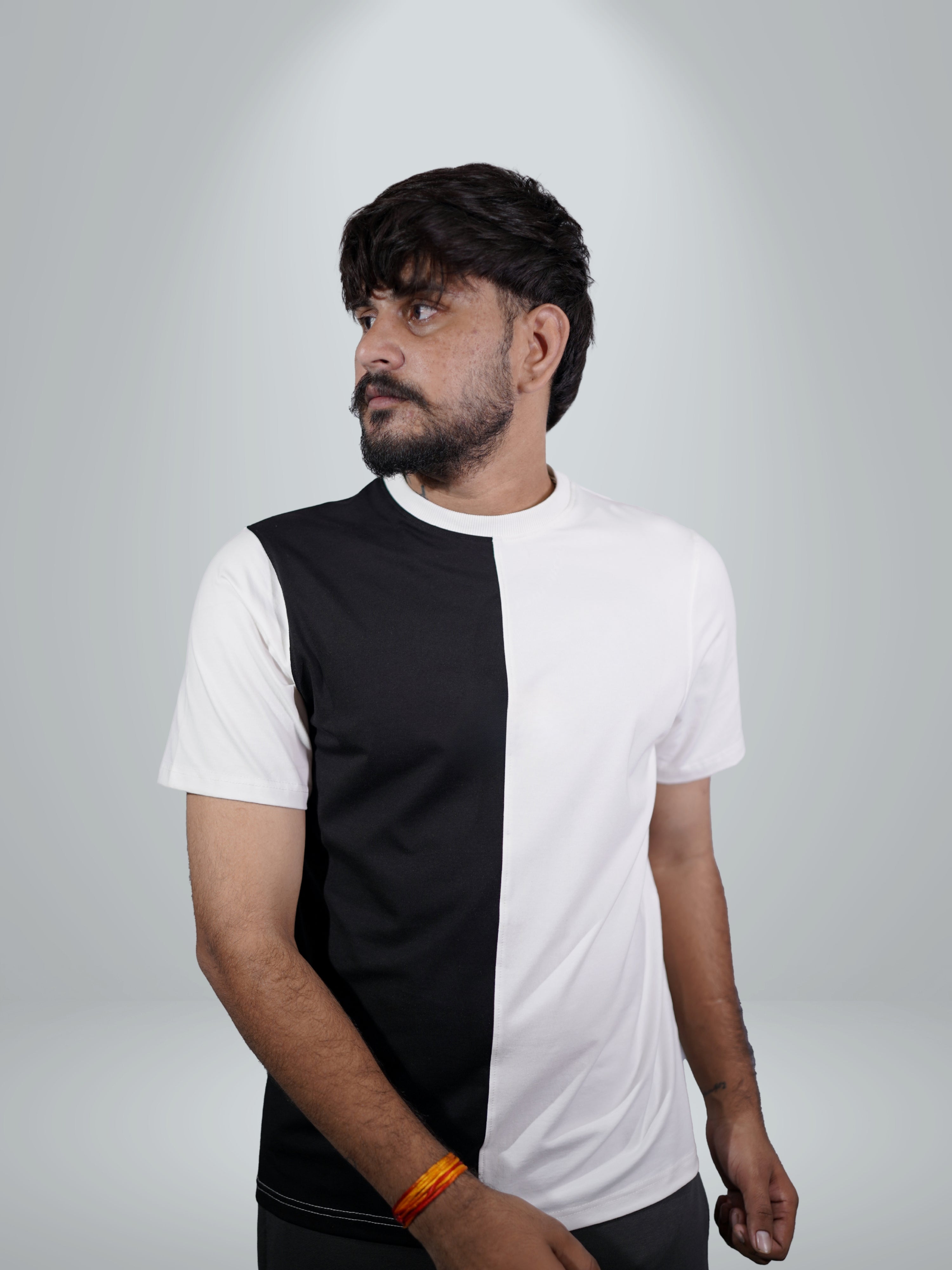 Split White Black Dual Tee