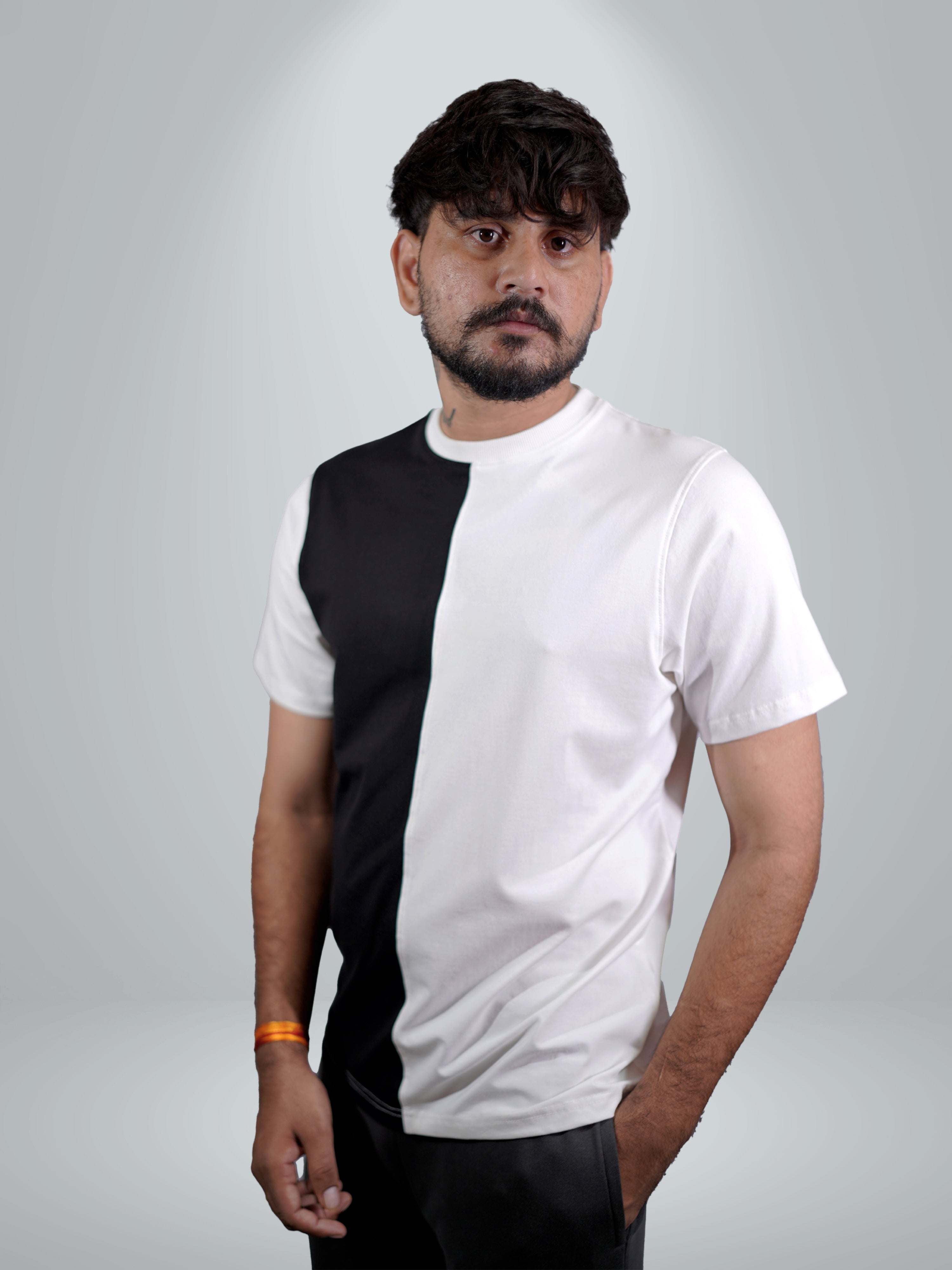 Split White Black Dual Tee