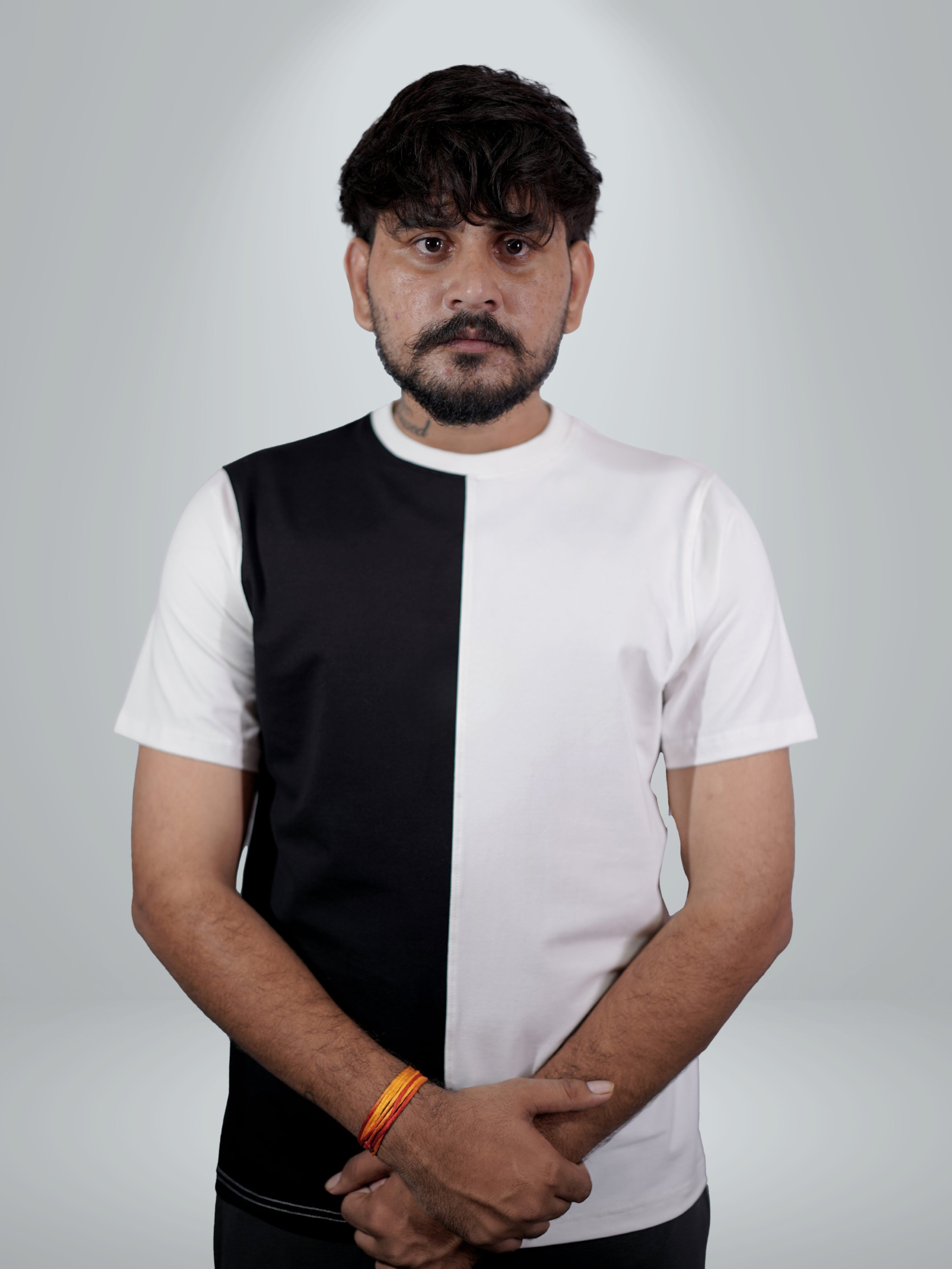 Split White Black Dual Tee