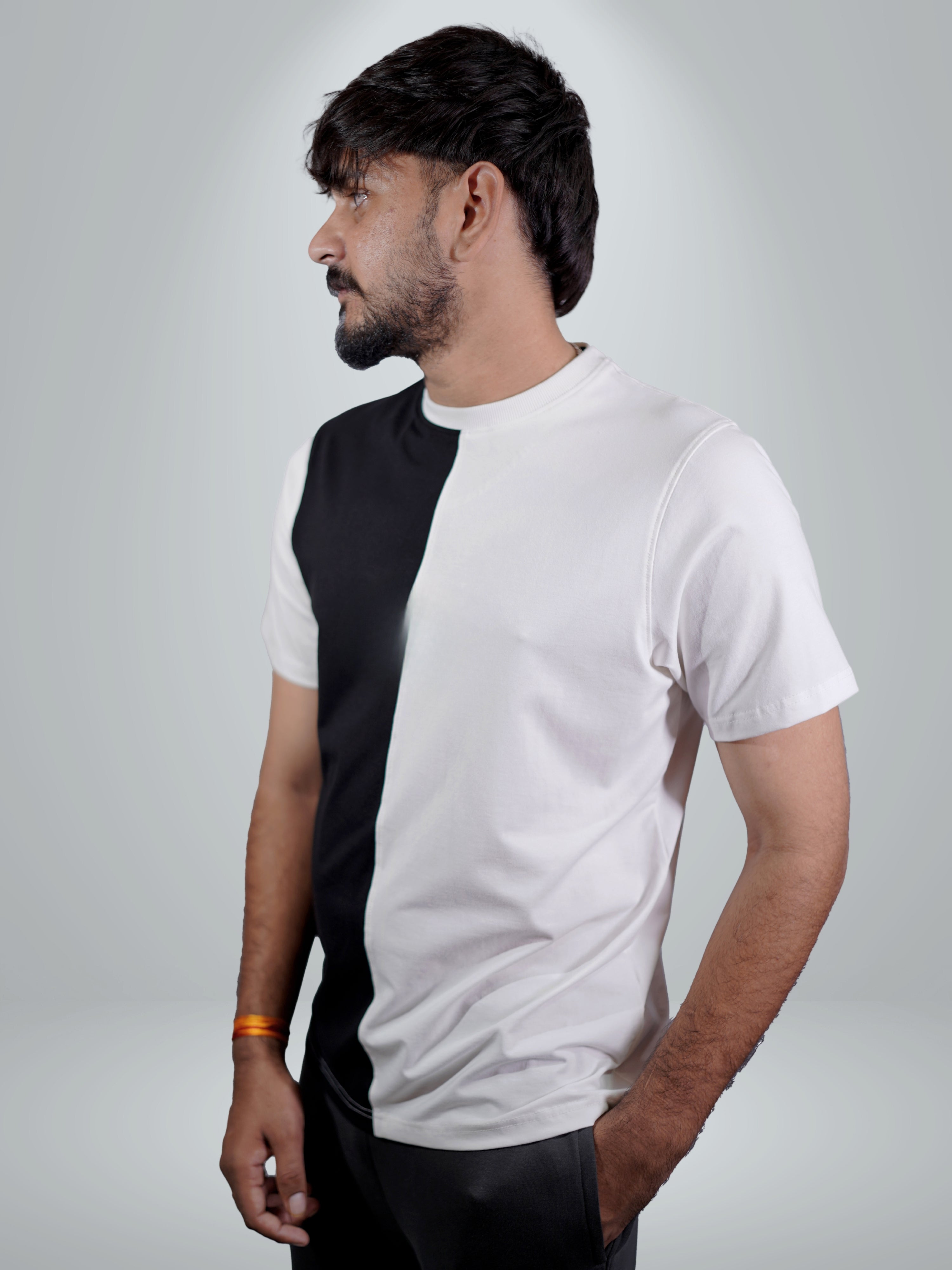 Split White Black Dual Tee